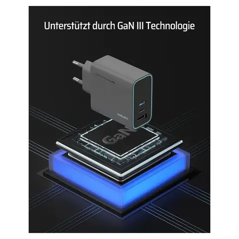 CUKTECH 65W USB-C oplader, compacte en in te klappen snellaadadapter met 3 poorten voor iPhone 16/15/14/13 AD653 Kleur: Grijs