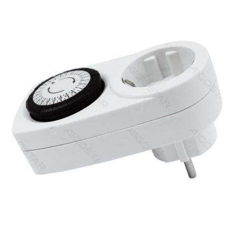 Aigostar Zeitschaltuhr/Mechanisch/Deutsche Steckdose 16A/MAX 24 Stunden/Mini/Weiß/PC