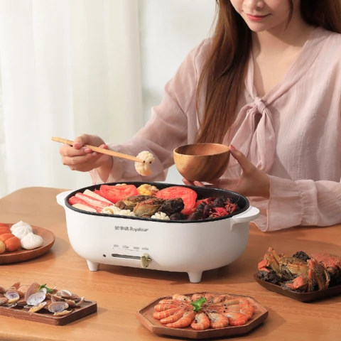 Royalstar Electric Cooker 1000W 3 Levels Non-stick with Handle Cooking Pot 3.5 L