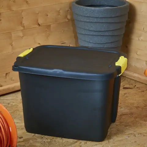 42L Heavy Duty Box with Lid-Black/Yellow