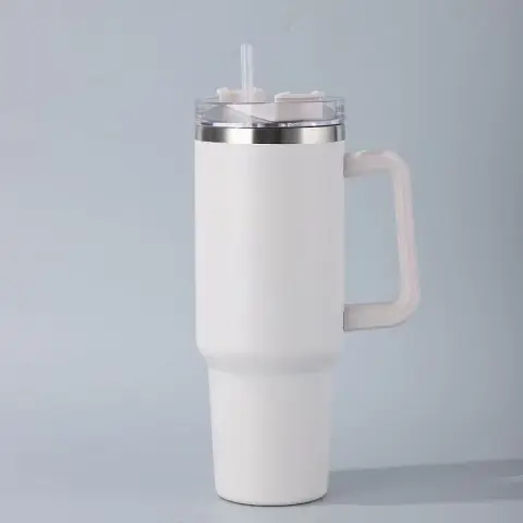 H.XUN Tragbarer isolierter Strohhalmbecher 1200 ml - Edelstahl, großes Fassungsvermögen, für Büro, Fitnessstudio, &
