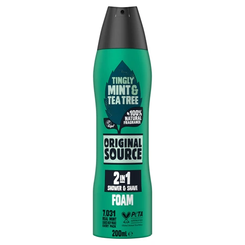 Original Source Tingly Mint & Tea Tree 2 in 1 Shower & Shave Foam 200ml