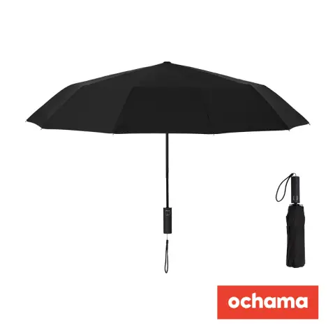 J.Zao Winddichter und regenfester Regenschirm, automatischer Taschenschirm - 24 Rippen - Schwarz