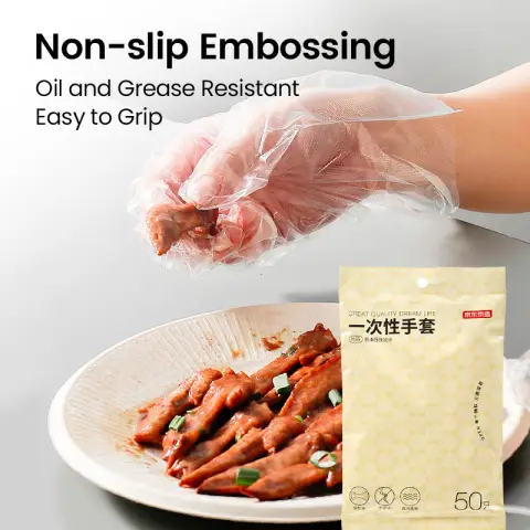 J.Zao Disposable Gloves - 50 Pieces - Food-Grade Thickened PE Gloves - Hairdressing, Hand Disposable Gloves 50 Pieces Mask, Home Use, and Catering