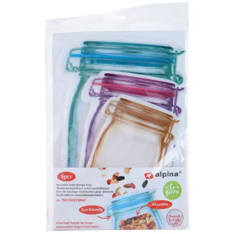 Alpina Reusable Food Storage Bags Food Organiser Food Freshness 6pcs