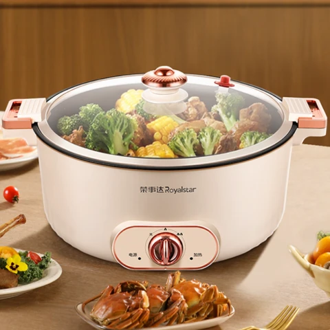 Royalstar Micro Pressure Cooker Electric Hot Pot 7L Capacity 1600W φ30cm Depth 9cm 7 L Hot Pot Pan Cooking Pot Electric Pan