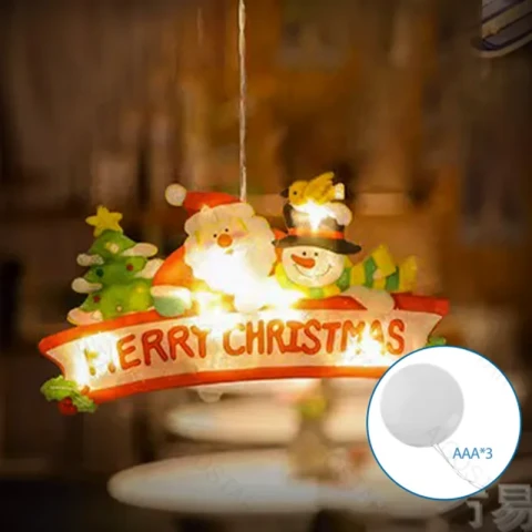 Aigostar Vrolijk Kerstmis String Lights Warm White 20LED Batterij aangedreven hanger met zuignap Vrolijk Kerstfeest