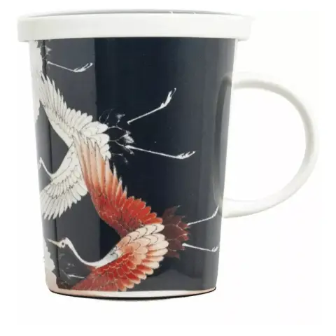 Tea mug with filter Crane black Ø9,5 cm | H11 cm