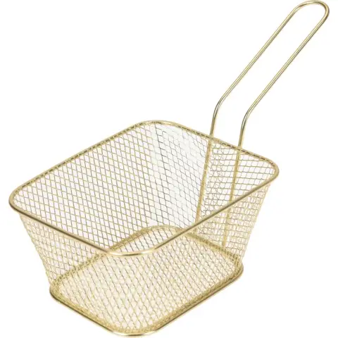Excellent Houseware Golden Steel Basket with Handle for Frying 23*11.5*13.5cm