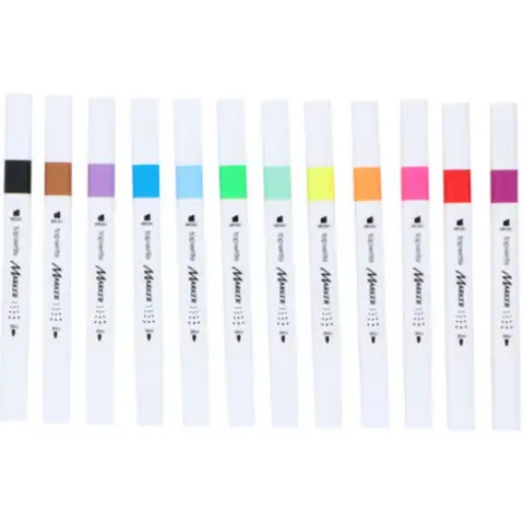 Topwrite Top Write 12 Stück Marker doppelseitig - Spitzen 3,5 mm und 5,8 mm