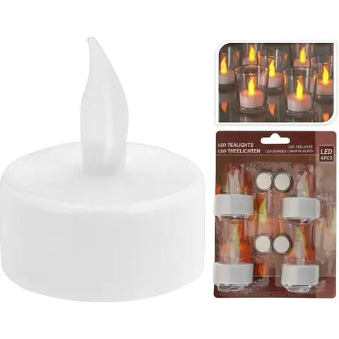 Excellent Houseware Theelicht LED Kaarsen - 4 stuks, Wit