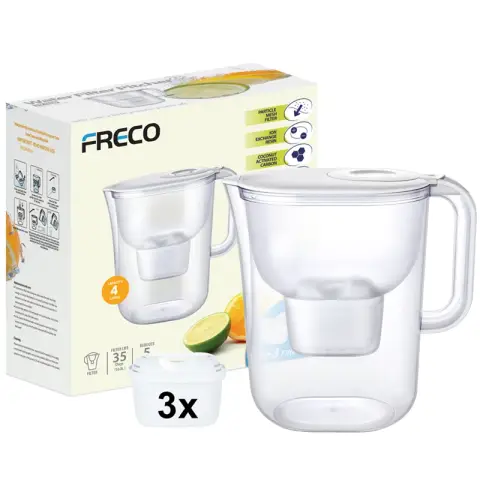 Freco by Bluetech 4L Water Filter Pitcher LCD timer including 3pcs filter 4 L Water Kettle Usage about 35 days per Filter
