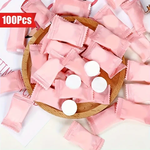 100 komprimierte Handtücher, Einweg-Handtücher für unterwegs, tragbar zum Gesicht waschen und zum Entfernen von Make-up.