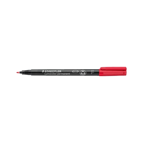 Lumocolor® permanent F roter Marker - Kunststoffspitze F=fein 0,6mm, permanente Universaltinte