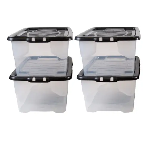 42L Curve Box with Lid PROMO SET 4-Clear/Black Lid