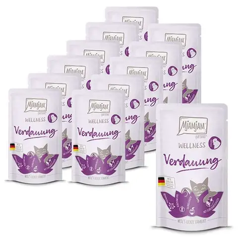 MjAMjAM Wellness Digestion Nourriture pour chat au poulet - 12 x 125 g