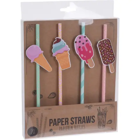 Koopman Papierstrohhalme, kreative Einweg-Papierstrohhalme, Saft-Milch-Tee-Strohhalme, Haushalts-Kraftpapier-Strohhalme, Strohhalme in Lebensmittelqualität, 20 Packungen