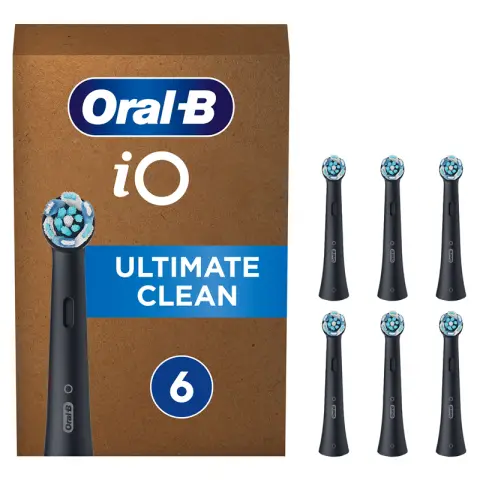 ORAL-B iO Ultimate Clean Black Toothbrush heads. Ultimate Clean Black-6 Pack Pack of 6