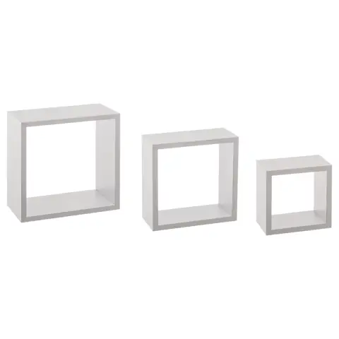 Wandkubus Plank Wit Klein Set van 3