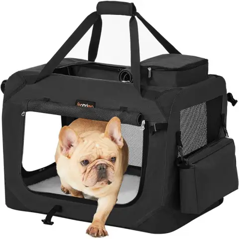 Euziel Faltbare Hundetransportbox - 60 x 42 x 42 cm - Schwarz