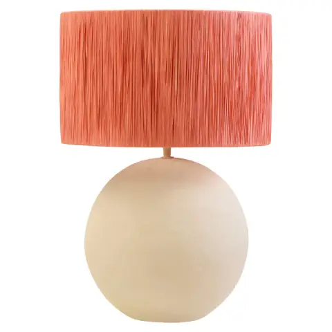 Carta 58cm Natural Papier Mache Table Lamp With Rust Raffia Shade