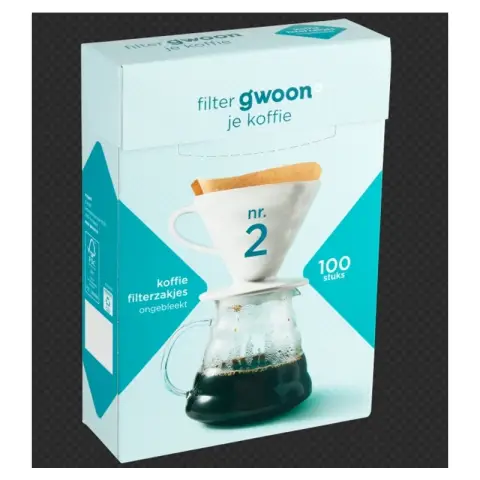 G'woon Coffee Filter Bags Unbleached No. 2 100 Pieces (piece)