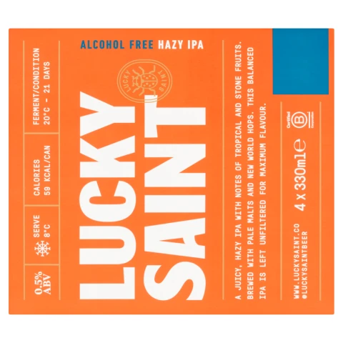 Lucky Saint Alcohol Free Hazy IPA 4 X 330ml