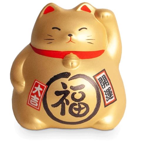 Money box lucky cat small Gold H9 cm