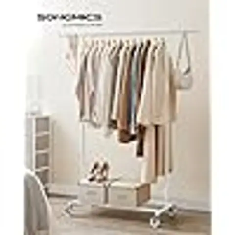 SONGMICS Clothes Rack on Wheels 45x(92-132)x161.5cm 100kg White