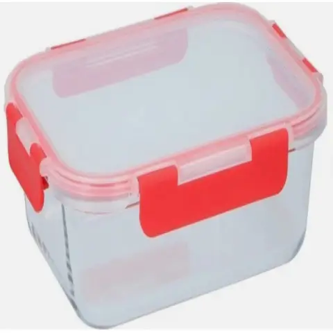 Alpina Frischhaltedose - Borosilikatglas - Transparent/Rot 1000ML