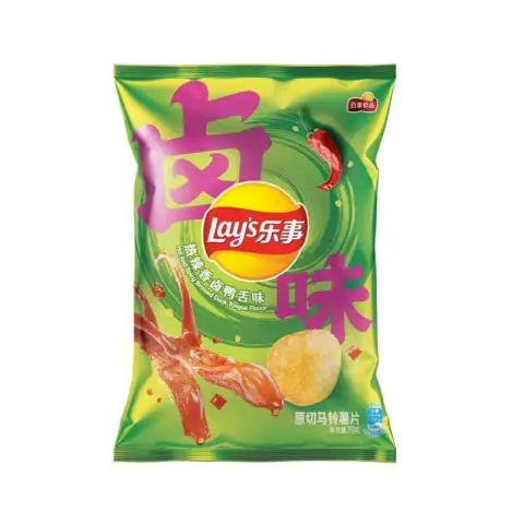 Lays Lay's potato crips in hot and spicy braised duck tongue flavor