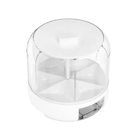 ochama x J.ZAO 360° 6 Grid Wit Roterende Voedselbucket 4.5L - Transparante Rijstopslagcontainer - Roteerbare Droge Voedsel Fruitopslagdoos Tank voor Huis Keuken