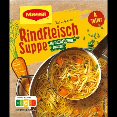 Maggi Bon Appétit, Rindfleischsuppe, 85 g Beutel, für 4 Teller, 1er Pack (1 x 85 g)