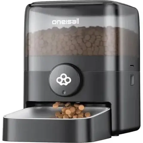 Oneisall Automatischer kabelloser Futterautomat (1 Schale, ohne WiFi) F1, Schwarz, PF05