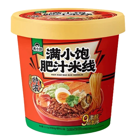 Man Xiao Bao Instant Rice Noodle Cup - Hot & Sour Flavour 112.6g 满小饱肥汁米线杯装 112.6g