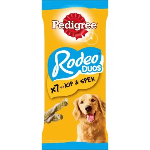 Pedigree Rodeo Duos Hundefutter Hunde-Snacks Hochprotein Geflügel-Bacon 123g
