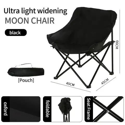 Outdoor camping folding chair Portable chair 45cm x 45cm x 66cm Black