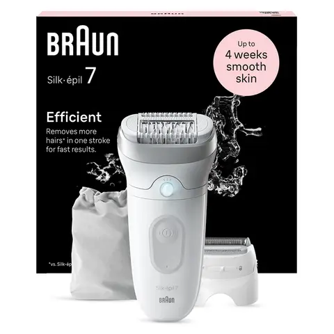 Braun Silk-épil 7 7+4 Epilierer für einfache Haarentfernung, langanhaltende glatte Haut, 7-041