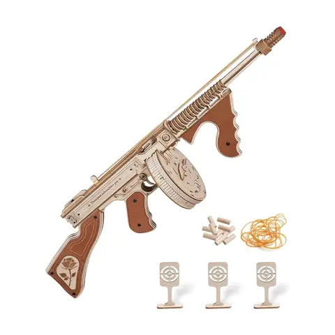 Robotime ROKR Submachine Gun Model Kit Wooden 3D Puzzle Toys