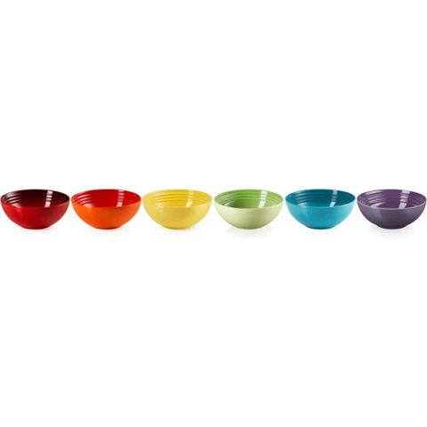 Le Creuset Signature Ontbijtkommen Set van 6 Aardewerk 16cm regenboog