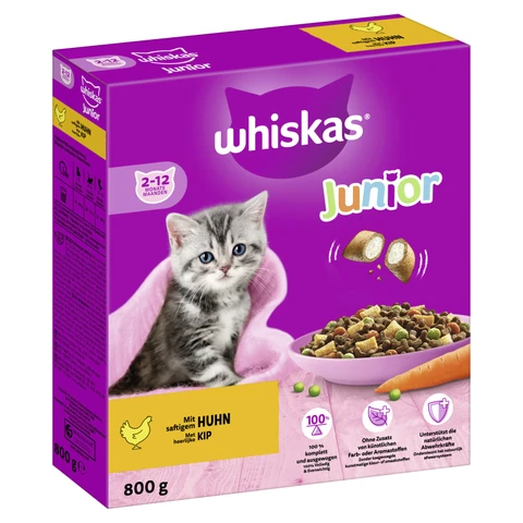 WHISKAS Trockenfutter für Katzen 1+ mit Huhn 800 g