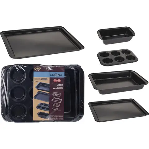 La Cucina Lot de 4 Moules de Pâtisserie – Gâteau, Muffin/Cupcake, Pizza, Tarte – Taille Maximale 38 x 27 x 8 cm
