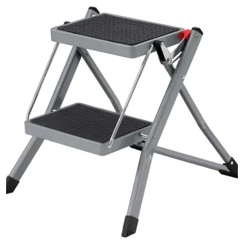 SONGMICS Folding 2 Step Ladder 20cm Rubber Non-Slip with Handle, GSL002GY01