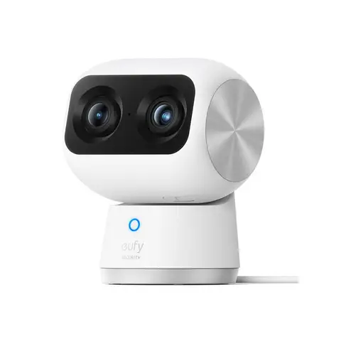 eufy Security Indoor Cam S350, Dual Camera, Security Camera with 4K UHD Resolution and 8× Zoom and 360° PTZ, Human/Pet AI, Ideal for Baby Monitor/Pet Camera/Home Security, Dual Band WiFi
