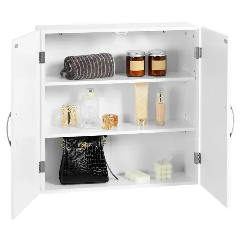 VASAGLE Wall-Mounted Bathroom Cabinet Adjustable Shelves Cloud White 18x60x60cm