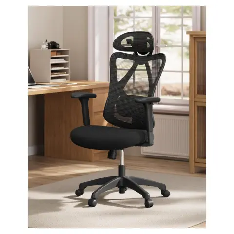 SONGMICS Ergonomic Office Mesh Chair Adjustable Lumbar Pillow 150kg Height Ink Black