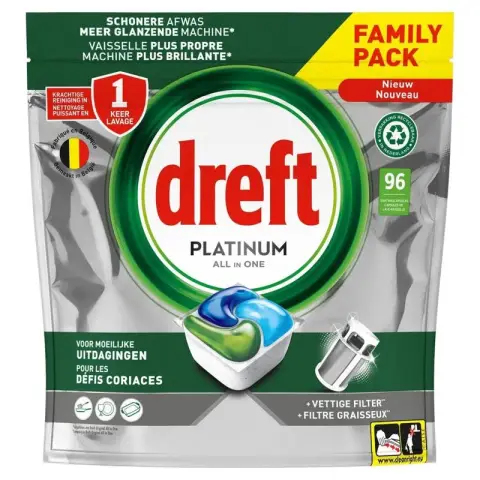 Dreft Platinum All In One Original Dishwasher Tablets 96 pcs