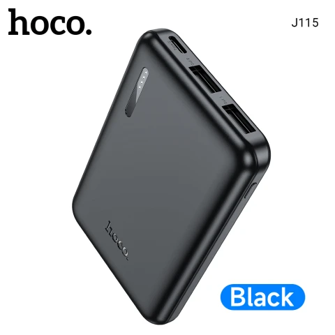 HOCO Portable Power Bank 5000mAh with 2 Inputs and 3 Outputs -  Black