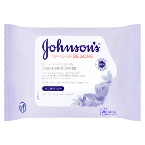 Johnson's Make-Up Be Gone 5-in-1 Pampering Cleansing Wipes 25 Wipes