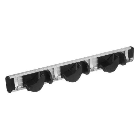 Broom Holder with 3 Slots & 4 Hooks